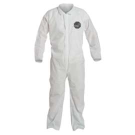 Proshield® 10 Coverall, Collar, Open Wrists and Ankles, Zipper Front, Storm Flap, White, 5X-Large
