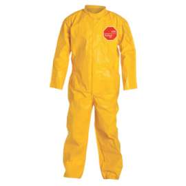 Tychem® 2000 Coverall, Bound Seams, Collar, Open Wrists and Ankles, Front Zipper, Storm Flap, Yellow, 3X-Large