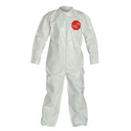 Tychem® 4000 Coverall, Bound Seams, Collar, Open Wrists and Anckles, Zipper Front, Storm Flap, White, X-Large