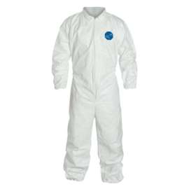 Tyvek® 400 Coverall, Serged Seams, Collar, Elastic Waist, Elastic Wrists and Ankles, Zipper Front, Storm Flap, White, 5XL