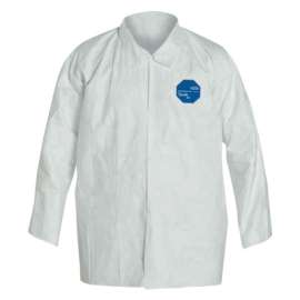Tyvek® 400 Front Snap Shirt with Collar and Open Wrists, Flashspun, White, Large