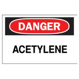 Chemical & Hazardous Material Signs, Danger, Acetylene, White/Red/Black