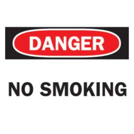 Health & Safety Signs, Danger - No Smoking, 7X10 Fiberglass