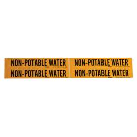 Self-Sticking Vinyl Pipe Markers, Non-Potable Water, Black/Yellow, 7 in x 7 in