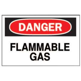 Chemical & Hazardous Material Signs, Danger/Flammable Gas, White/Red/Black