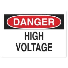 Health & Safety Signs, Danger - High Voltage, 10X14 Polyester Sticker