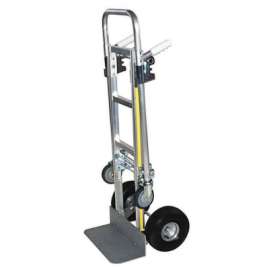 2-Position Convertible Hand Truck, 800 lb Load Cap, 8 in x 18 in Beveled Toe Plate, Twin Pin Handle, Pneumatic Wheels