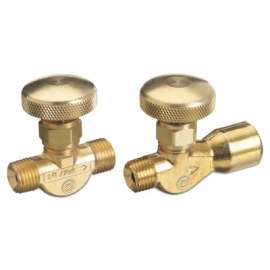 Brass Body Valve for Non-Corrosive Gases, 200 psig, B-Size 9/16 in-18 RH (M), 1/4 in NPT (M), Oxygen CGA-022