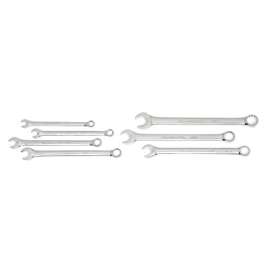 Long Pattern Combination Metric Wrench Sets, 12 Points, SAE, Chrome, 7 Pc.