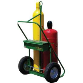 400 Series Carts, Holds 2 Cylinders, 9.5"-12.5" dia., 16" Pneum.Wheels, 62" H