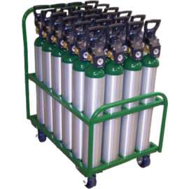Medical Series Carts, Holds 24 D or E Cylinders, Polyurethane Wheels