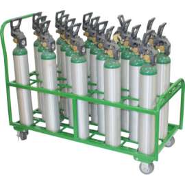 Medical Series Carts, Holds 36 D or E Cylinders, Polyurethane Wheels