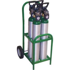 Medical Series Carts, Holds 4 D/E Cylinders, 8" Semi-Pneumatic, Steel Wheels