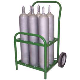 Medical Series Carts, Holds 6 D or E Cylinders, 8 in Semi-Pneumatic Wheels