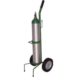 Medical Series Carts, Holds D or E Cylinder, 8 in Semi-Pneumatic, Steel Wheels