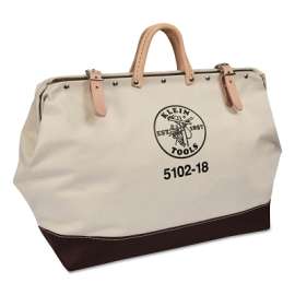 No. 8 Canvas Tool Bag, 1 Interior Pocket, 6 in W x 14 in H x 18 in L, Natural/Brown