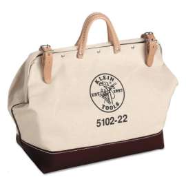 No. 8 Canvas Tool Bag, 1 Interior Pocket, 6 in W x 15 in H x 22 in L, Natural/Brown