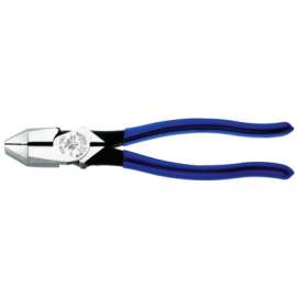 Lineman's High-Leverage Pliers, New England Nose, 8 1/2 in Length, 23/32 in Cut, Plastic-Dipped Handle