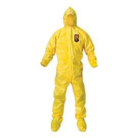 KLEENGUARD A70 Chemical Splash Protection Coveralls, Yellow, M, Hood/Boots