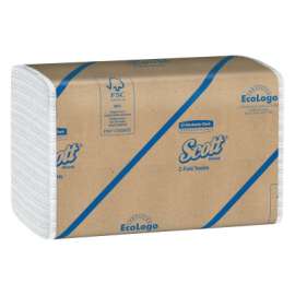Scott® Essential Towels, White, 10.125 in W x 13.15 in L, C-Fold, 200 Sheets per Pack/12 Packs per Case