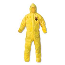 KLEENGUARD A70 Chemical Splash Protection Coveralls, Yellow, 4XL, Hood