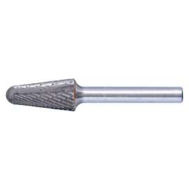 Carbide Taper/Radius Shaped Bur Bit, 1/2"Dia. x 1 1/8"L Cut, 3R Double Cut
