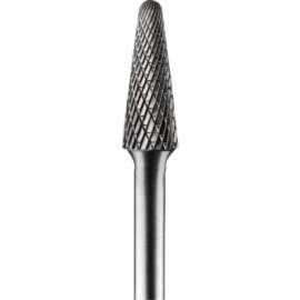 Carbide Taper/Radius Bur Bit, 1/2"Dia. x 1 1/8"L Cut, 1/4" Shank, Alt. Diamond