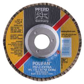 POLIFAN PSF-EXTRA Flap Discs, 4 1/2 in, 40 Grit, 7/8 in Arbor, 13,300 rpm
