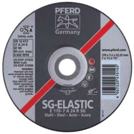 Type 27 SG Depressed Center Grinding Wheel, 4-1/2 Dia, 1/4 Thick, 5/8 Arbor, Grade R