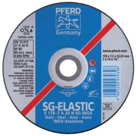 Premium SG-INOX Wheel, 7 in Dia, 1/4 in Thick, 5/8 Arbor, 30 Grit, Alum Oxide
