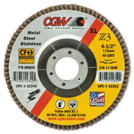 Prem Z3 Reg T29 Flap Disc, Regular, 4", 60 Grit, 5/8 Arbor, 15,300 rpm