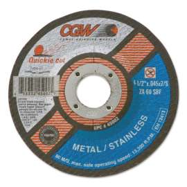 Quickie Cut Extra Thin Type 27 Cut-Off Wheel, 5 in dia, 7/8 in Arbor, 60 Grit