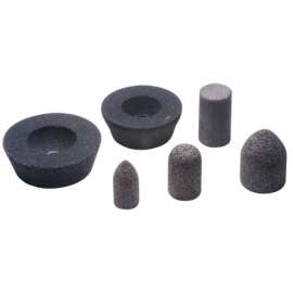 Resin Cones and Plugs, 2 1/2 in Dia, 3 in Thick, 24 Grit, Aluminum Oxide