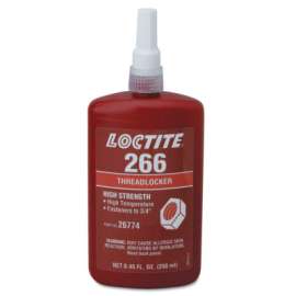 266 Threadlockers,High Strength/High Temperature,250 mL,3/4 in Thread,Red-Orange