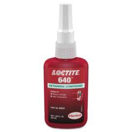 640 Retaining Compound, Med Strength/High Temp, 50 mL Bottle, Green, 3,000 psi
