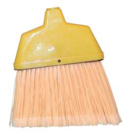 Angle Brooms, 6 3/4 in Trim L, Flagged Plastic, Less Handle