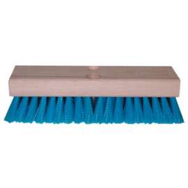 Deck Scrub Brushes, 10 in Hardwood, 1 3/4 in Trim L, XStiff Blue Crimped Poly
