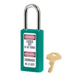 Zenex Thermoplastic Safety Lockout Padlock, 411, 1-1/2 W x 3 H Body, 1-1/2 in H Shackle, KD, Teal
