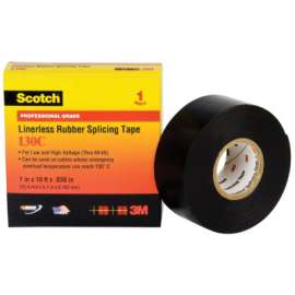 Scotch Linerless Splicing Tapes 130C, 30 ft x 1 1/2 in, Black