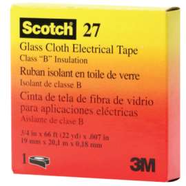 Glass Cloth Electrical Tape 27, 3/4 in x 66 ft, White