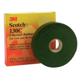 Scotch Linerless Splicing Tapes 130C, 30 ft x 3/4 in, Black