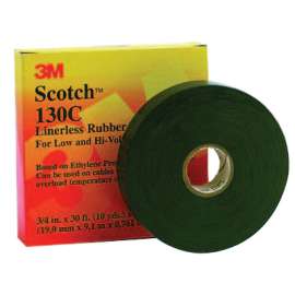 Scotch Linerless Splicing Tapes 130C, 30 ft x 1 in, Black