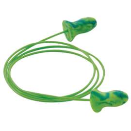 Meteors Disposable Earplugs, Foam, Green, Corded, Small