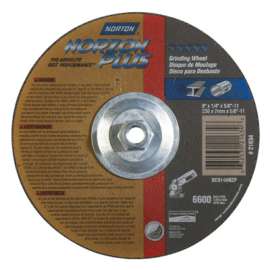 Type 27 NorZon® Plus Depressed Center Wheel, 9-1/4 in dia, 1/4 in Thick, 5/8 in Arbor, 24 Grit
