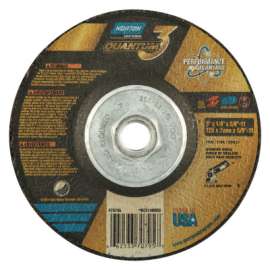 Quantum3 SG CA Type 27 Grinding Wheel, 5 in dia, 1/4 in Thick, 5/8 in-11 Arbor, 20 Grit, Ceramic Alumina