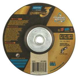 Quantum3 SG CA Type 27 Grinding Wheel, 6 in dia, 1/4 in Thick, 5/8 in-11 Arbor, 20 Grit, Ceramic Alumina