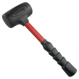 Dead Blow Hammer, 3 lb Head, 2-1/2 in Dia., 14 in Handle, Black/Red