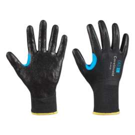 CoreShield A5/E Coated Cut Resistant Gloves, 8/M, HPPE/SS, Smooth Nitrile, 13 ga, Black