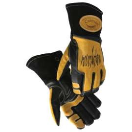 Revolution® Welding Gloves, Cow Grain Leather, Large, Black/Gold