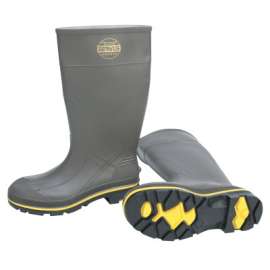 Pro Knee-Length PVC Boot with Steel Toe, Size 11, 15 in H, Gray/Yellow/Black